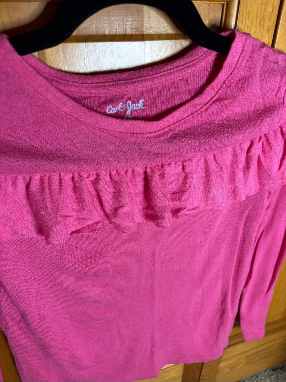 Cat & Jack Bright Pink Ruffle Long-Sleeve Top